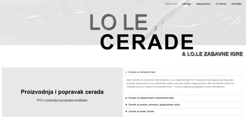 Dizajn web stranice LOLE Bjelovar